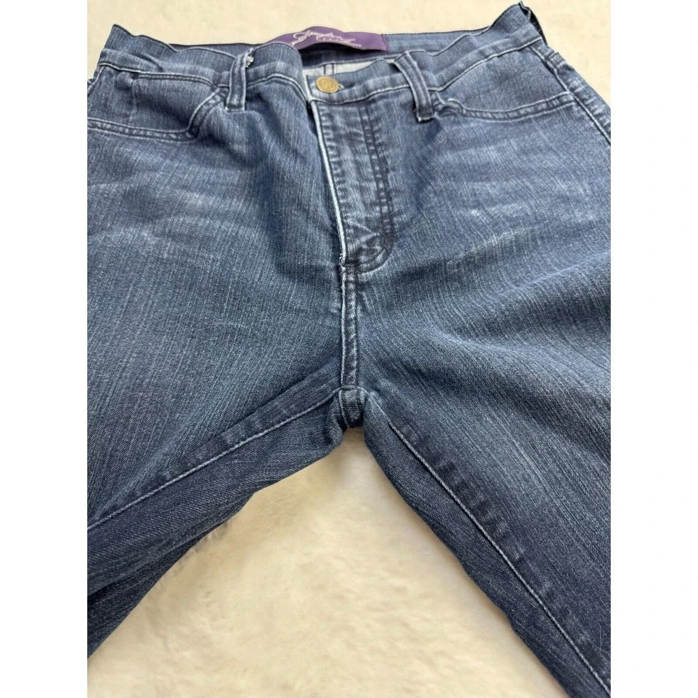 NYDJ Blue Straight Leg Jeans with Embroidered Pockets - Picture 13 of 16